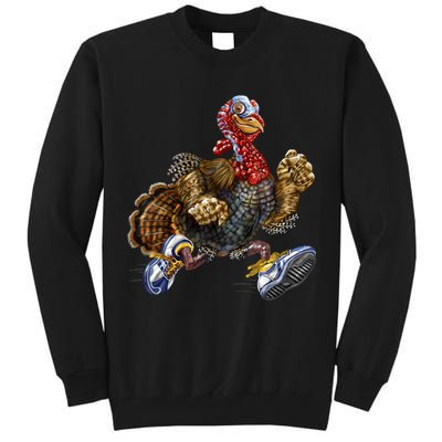 Turkey Running In Action Thanksgiving Tall Sweatshirt