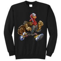 Turkey Running In Action Thanksgiving Tall Sweatshirt