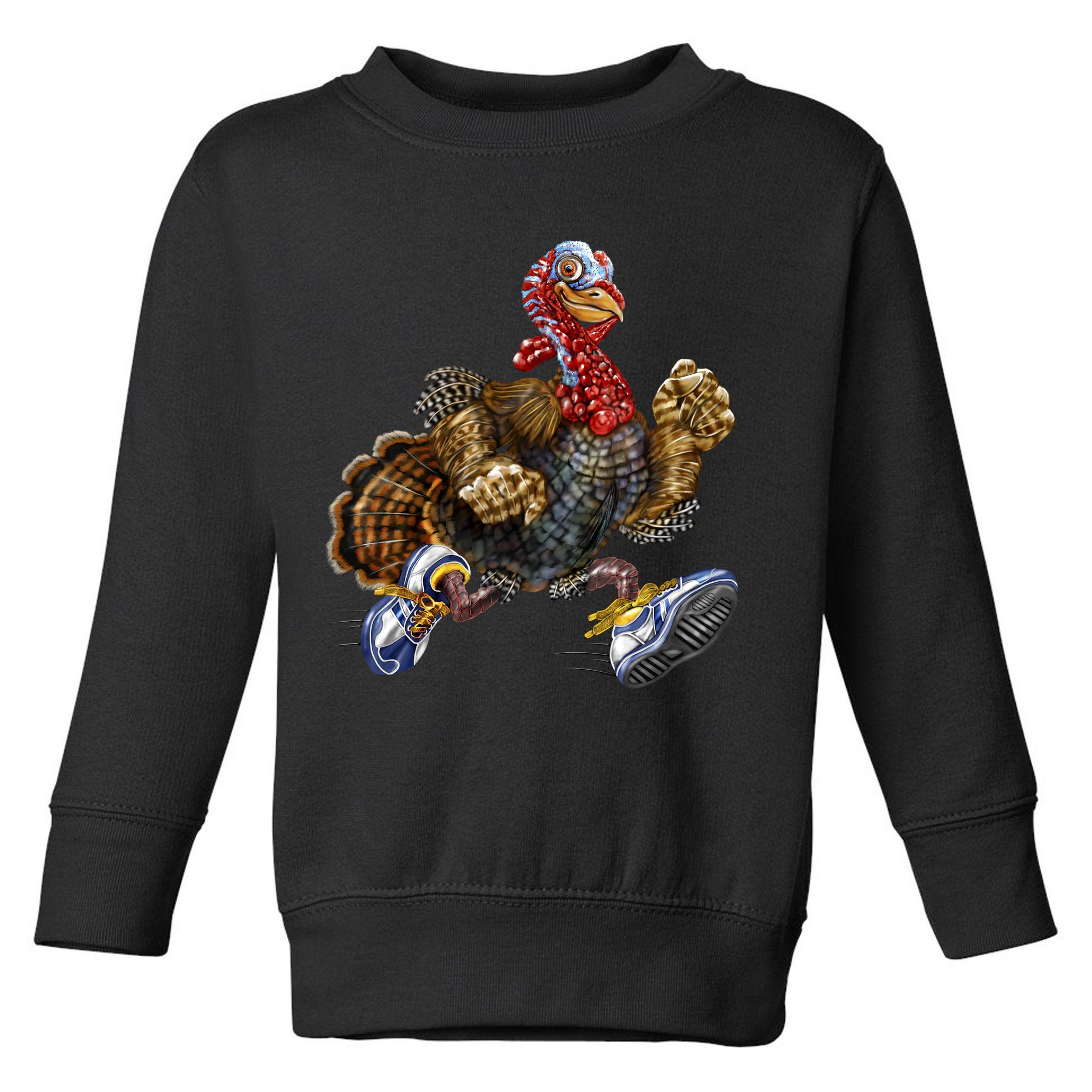 Turkey Running In Action Thanksgiving Toddler Sweatshirt