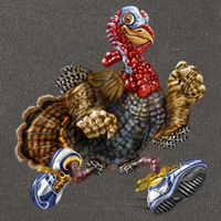 Turkey Running In Action Thanksgiving Cotton Canvas Backpack