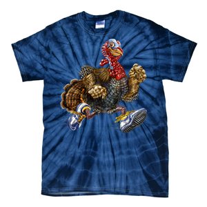 Turkey Running In Action Thanksgiving Tie-Dye T-Shirt