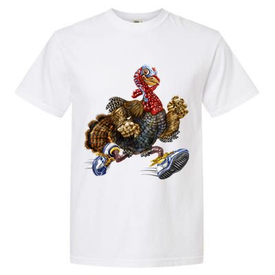 Turkey Running In Action Thanksgiving Garment-Dyed Heavyweight T-Shirt