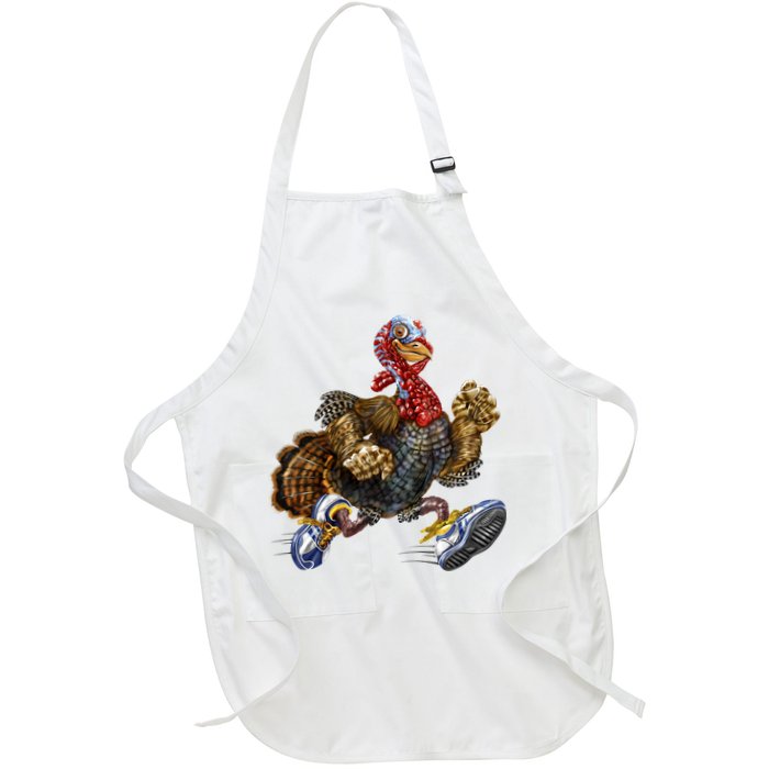 Turkey Running In Action Thanksgiving Apron