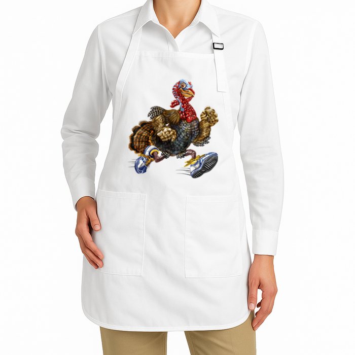 Turkey Running In Action Thanksgiving Apron