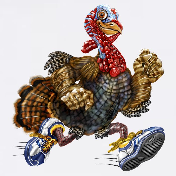 Turkey Running In Action Thanksgiving Apron