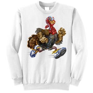 Turkey Running In Action Thanksgiving Sweatshirt