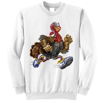 Turkey Running In Action Thanksgiving Sweatshirt
