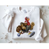 Turkey Running In Action Thanksgiving Sweatshirt