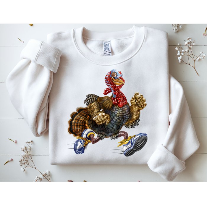 Turkey Running In Action Thanksgiving Sweatshirt