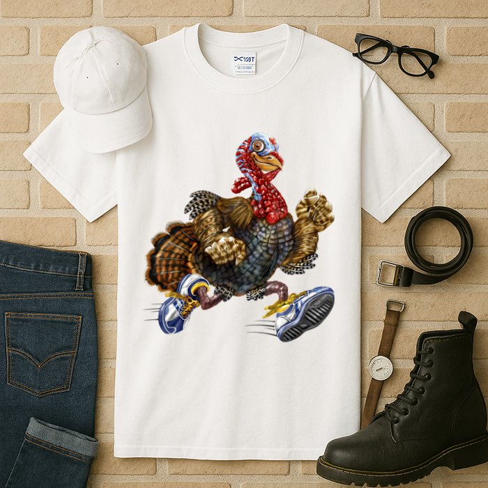 Turkey Running In Action Thanksgiving Tall T-Shirt