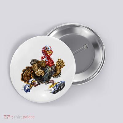 Turkey Running In Action Thanksgiving Button