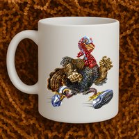 Turkey Running In Action Thanksgiving Mug