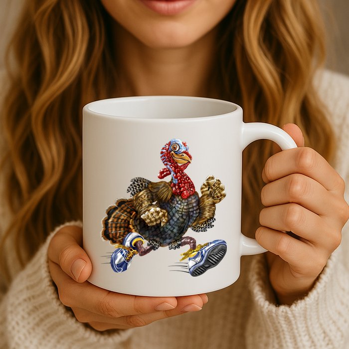 Turkey Running In Action Thanksgiving Mug