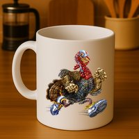 Turkey Running In Action Thanksgiving Mug