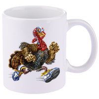 Turkey Running In Action Thanksgiving 11oz C Handle Ceramic Mug