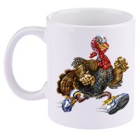 Turkey Running In Action Thanksgiving 11oz C Handle Ceramic Mug