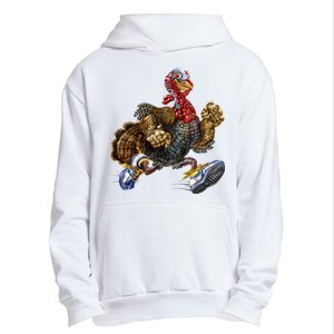 Turkey Running In Action Thanksgiving Urban Pullover Hoodie