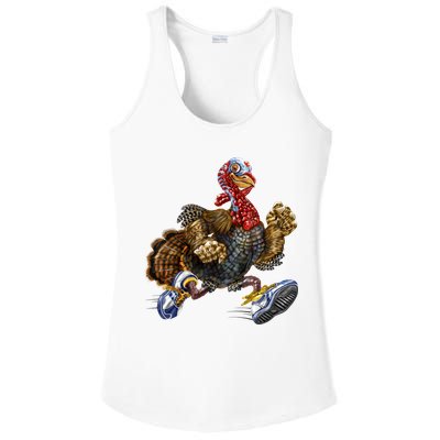 Turkey Running In Action Thanksgiving Ladies PosiCharge Competitor Racerback Tank