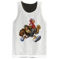 Turkey Running In Action Thanksgiving Mesh Reversible Basketball Jersey Tank