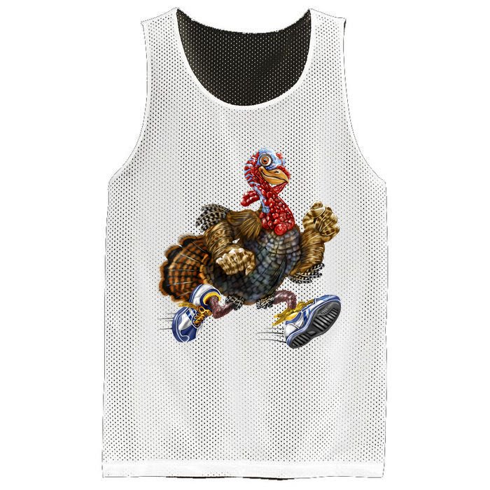 Turkey Running In Action Thanksgiving Mesh Reversible Basketball Jersey Tank
