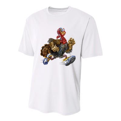 Turkey Running In Action Thanksgiving Youth Performance Sprint T-Shirt
