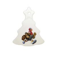 Turkey Running In Action Thanksgiving Ceramic Tree Ornament