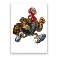 Turkey Running In Action Thanksgiving Poster