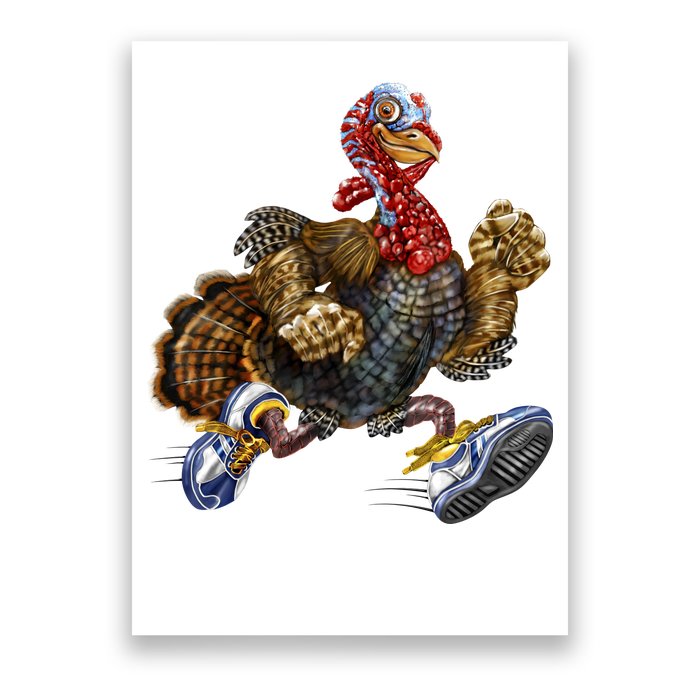 Turkey Running In Action Thanksgiving Poster