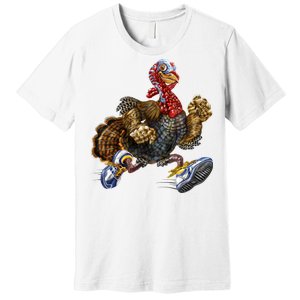 Turkey Running In Action Thanksgiving Premium T-Shirt