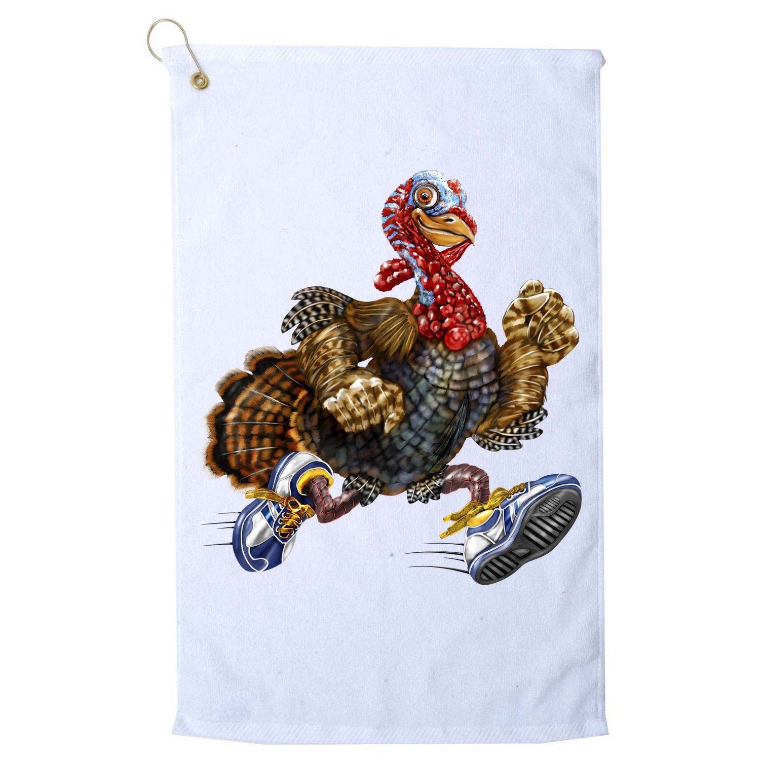 Turkey Running In Action Thanksgiving Golf Towel