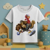 Turkey Running In Action Thanksgiving Toddler T-Shirt