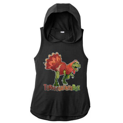 Turkeysaurus Rex Costume Ladies PosiCharge Tri-Blend Wicking Draft Hoodie Tank