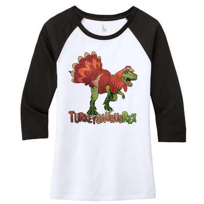 Turkeysaurus Rex Costume Women's Tri-Blend 3/4-Sleeve Raglan Shirt