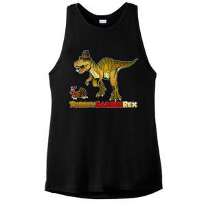 Turkeysaurus Rex T-Rex Thanksgiving Ladies PosiCharge Tri-Blend Wicking Tank