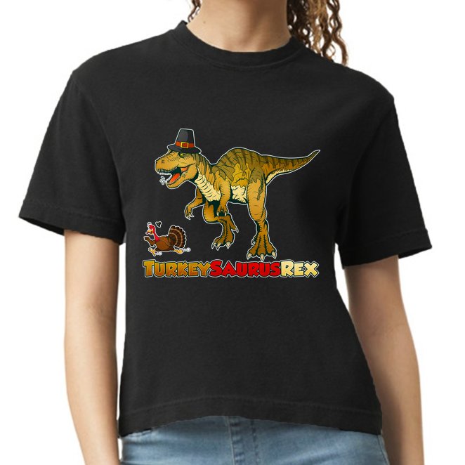 Turkeysaurus Rex T-Rex Thanksgiving Comfort Colors Boxy T-Shirt