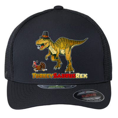 Turkeysaurus Rex T-Rex Thanksgiving Flexfit Unipanel Trucker Cap