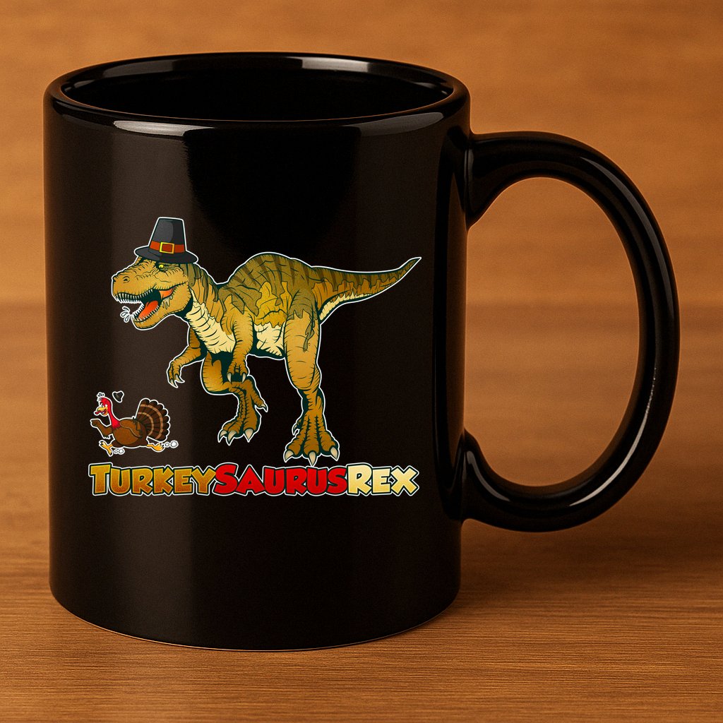 Turkeysaurus Rex T-Rex Thanksgiving 11oz C Handle Ceramic Mug