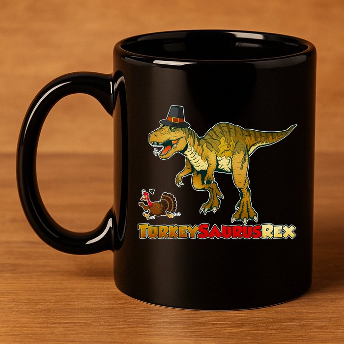 Turkeysaurus Rex T-Rex Thanksgiving 11oz C Handle Ceramic Mug