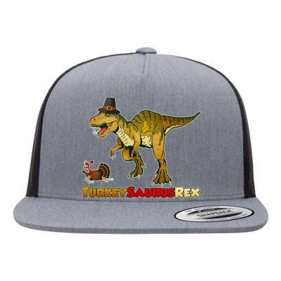 Turkeysaurus Rex T-Rex Thanksgiving Flat Bill Trucker Hat