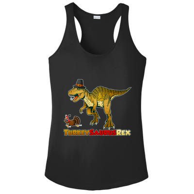Turkeysaurus Rex T-Rex Thanksgiving Ladies PosiCharge Competitor Racerback Tank