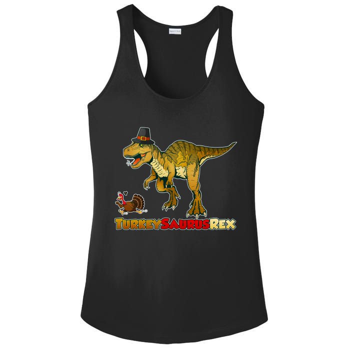 Turkeysaurus Rex T-Rex Thanksgiving Ladies PosiCharge Competitor Racerback Tank