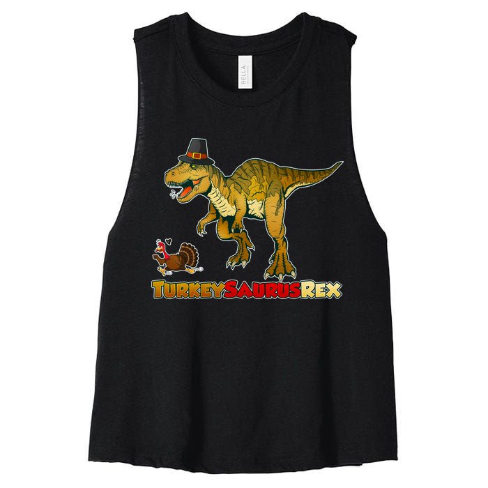 Turkeysaurus Rex T-Rex Thanksgiving Women's Racerback Cropped Tank