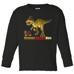 Turkeysaurus Rex T-Rex Thanksgiving Toddler Long Sleeve Shirt