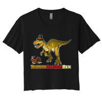 Turkeysaurus Rex T-Rex Thanksgiving Women's Crop Top Tee