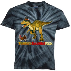 Turkeysaurus Rex T-Rex Thanksgiving Kids Tie-Dye T-Shirt