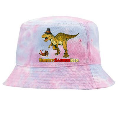 Turkeysaurus Rex T-Rex Thanksgiving Tie-Dyed Bucket Hat