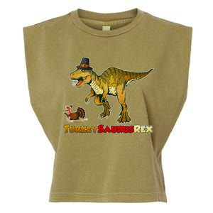 Turkeysaurus Rex T-Rex Thanksgiving Garment-Dyed Women's Muscle Tee