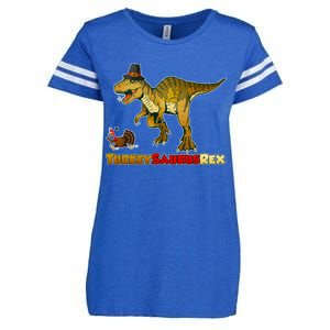 Turkeysaurus Rex T-Rex Thanksgiving Enza Ladies Jersey Football T-Shirt