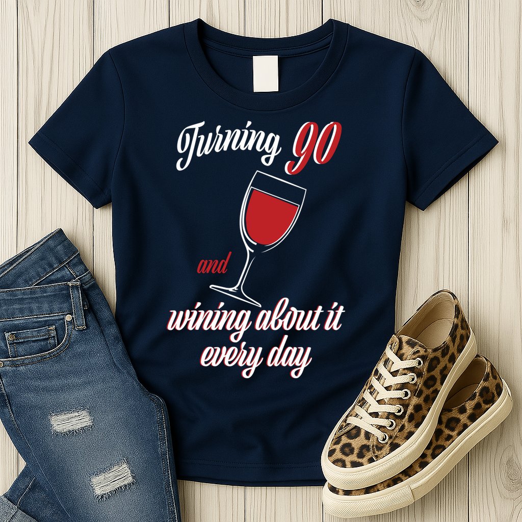 Turning 90 And Wining About It Everyday Womens T-Shirt