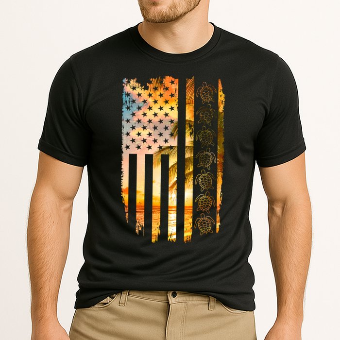 Turtle Sunset Beach Flag Performance Shirt